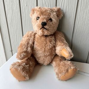 Vintage Jointed Teddy Bear – Steiff Inspired 18" Plush w/ Leather Paws